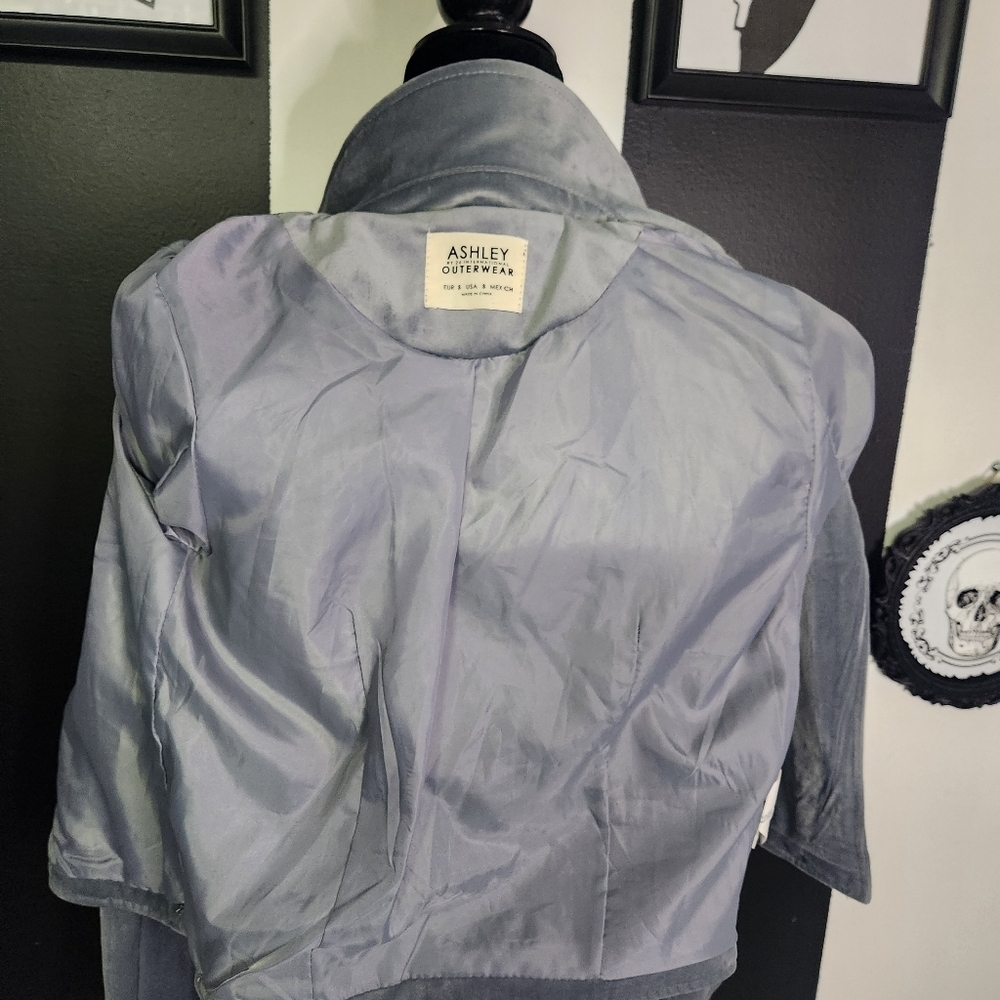 Ice Blue Velvet Moto Jacket - Picture 5 of 6